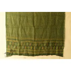 Block Printed Kota Cotton ✜ Embroidered Dupatta - Green