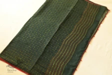 Block Printed Kota Cotton ✜ Embroidered Saree - Green