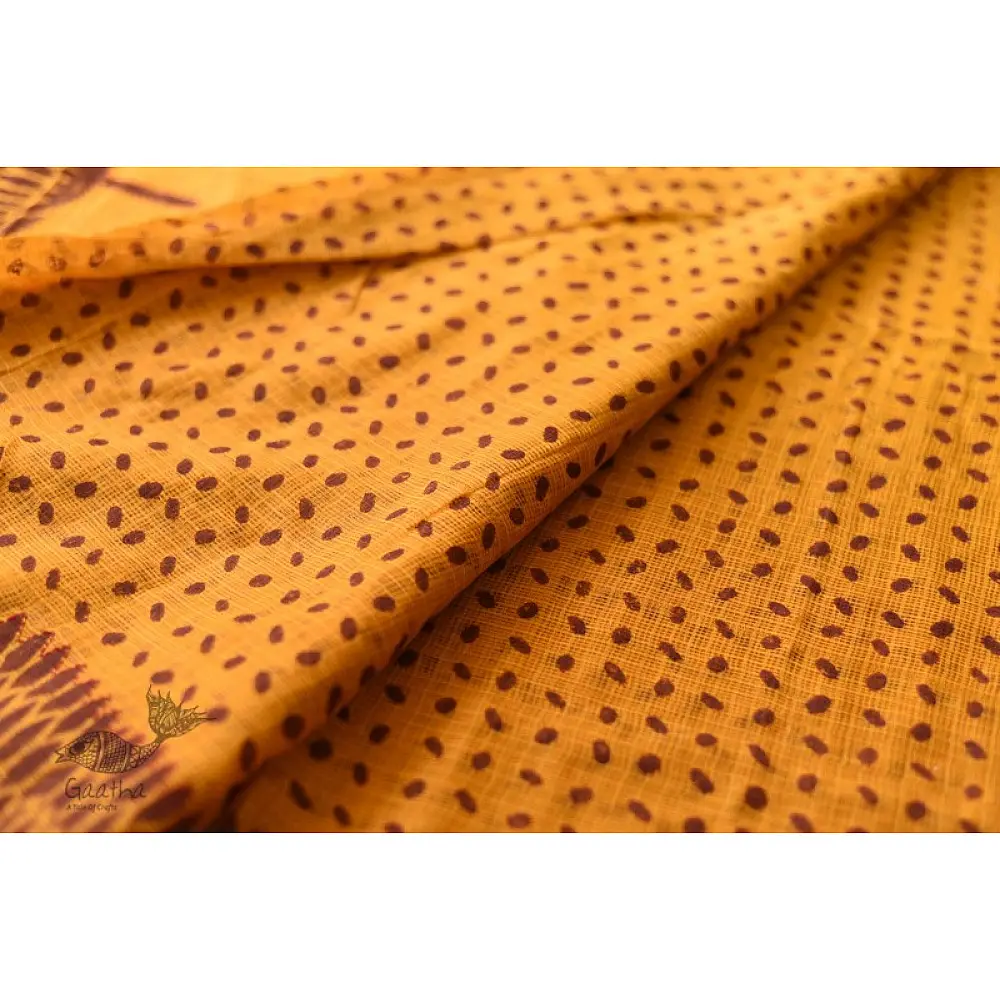 shop Block Printed Kota Cotton Embroidered Saree