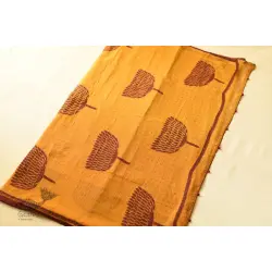 Block Printed Kota Cotton ✜ Embroidered Saree - Yellow