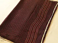 Block Printed Kota Cotton ✜ Embroidered Saree - Brown new