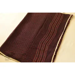 Block Printed Kota Cotton ✜ Embroidered Saree - Brown