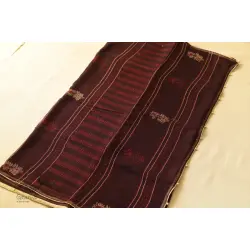 Block Printed Kota Cotton ✜ Embroidered Saree - Brown & Red