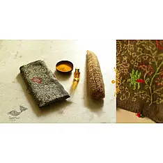 Block Printed Kota Cotton ✜ Embroidered Stole - Mehndi Green