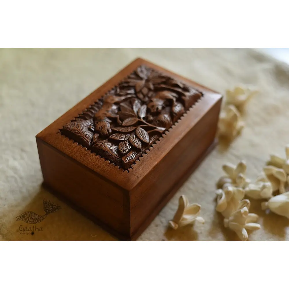 shop Tiger Wood Carving ~ Walnut Wood Box