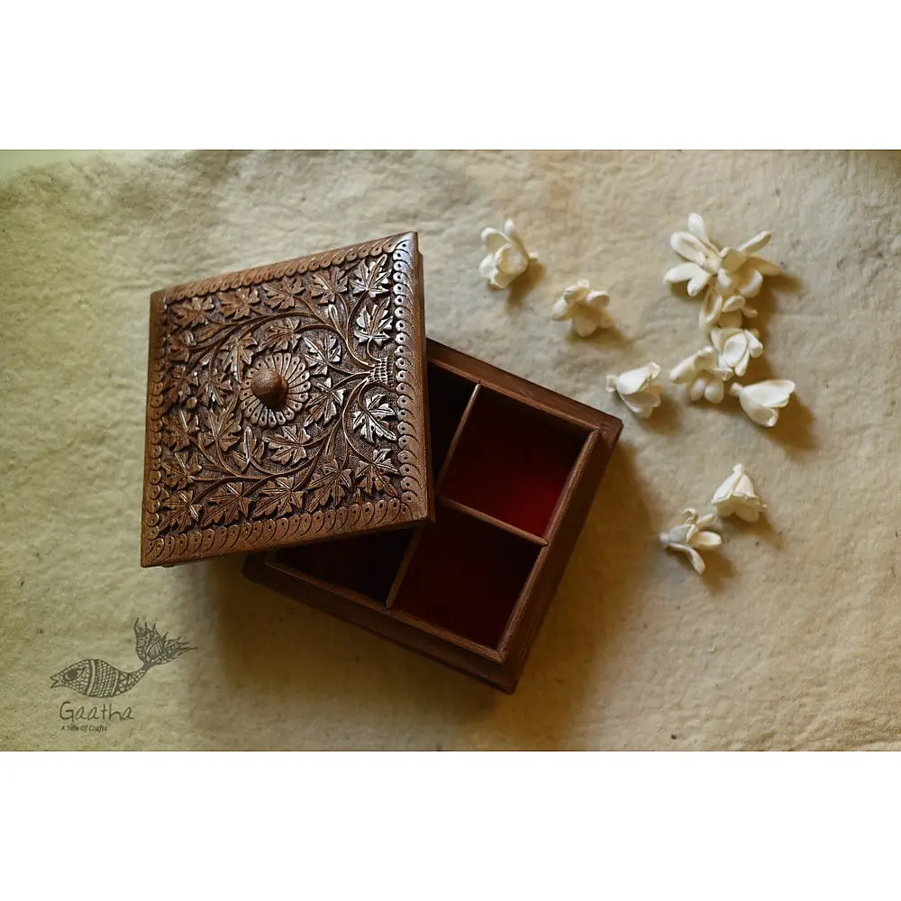 buy Wood Carving ~ Walnut Wood Dry Fruit Box