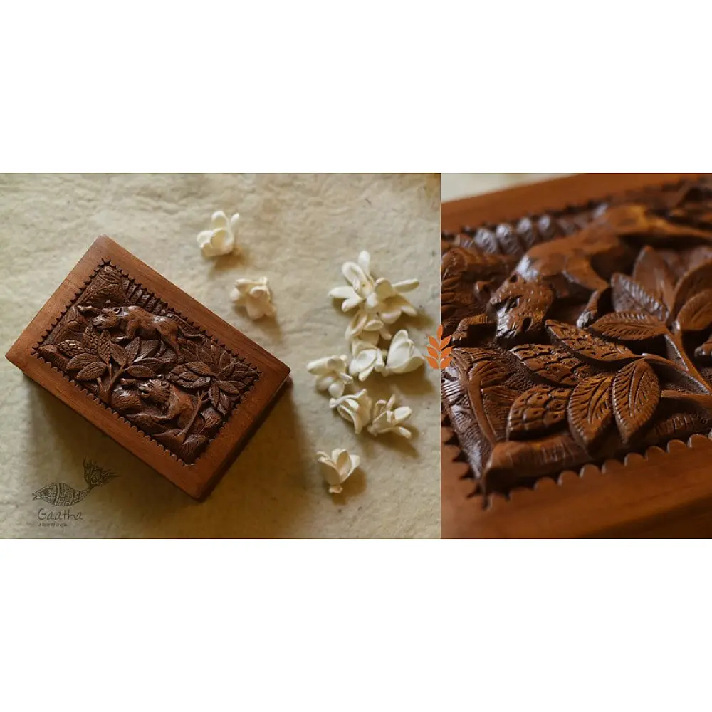 shop Tiger Wood Carving ~ Walnut Wood Box