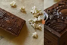 Wood Flower Carving ~ Walnut Wood Box