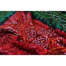 Arundhati | Gajji Silk - Traditional Bandhani Dupatta in Red & Green Color