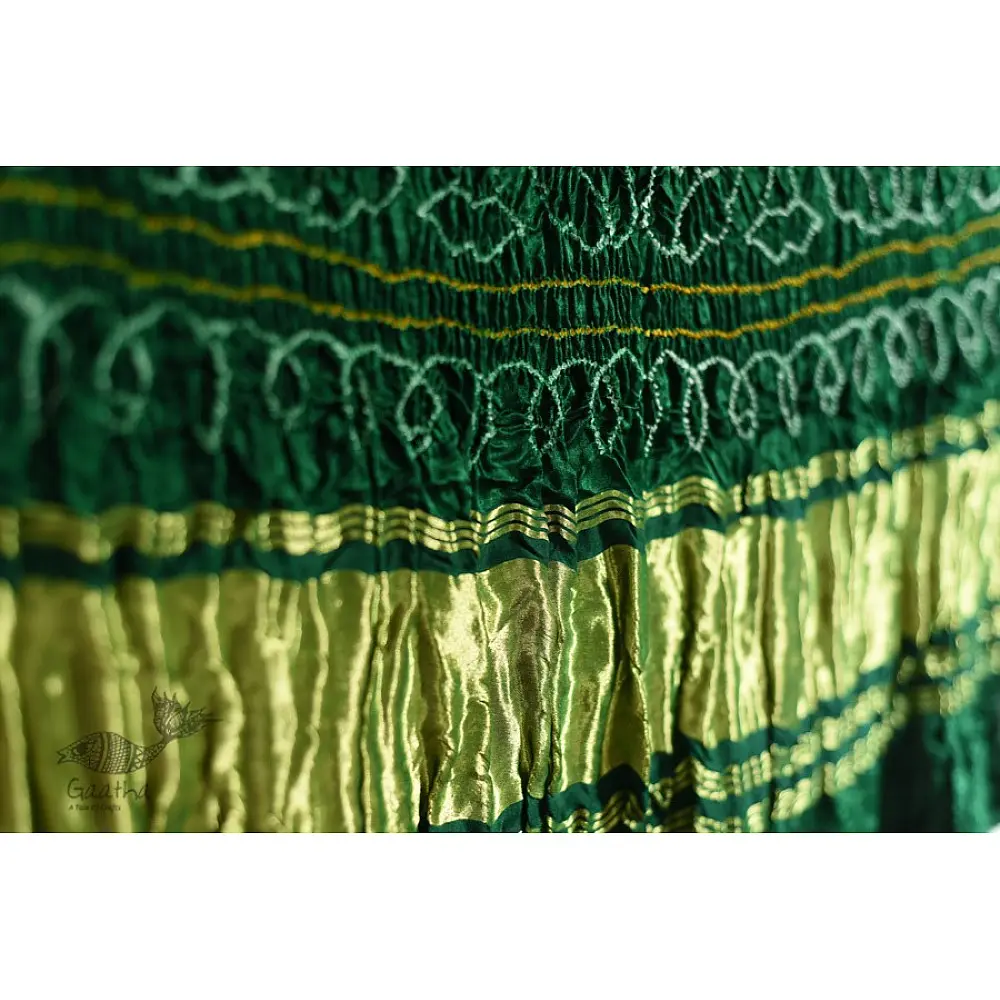 shop Gajji Silk - Traditional Bandhani Dupatta in Red & Green Color