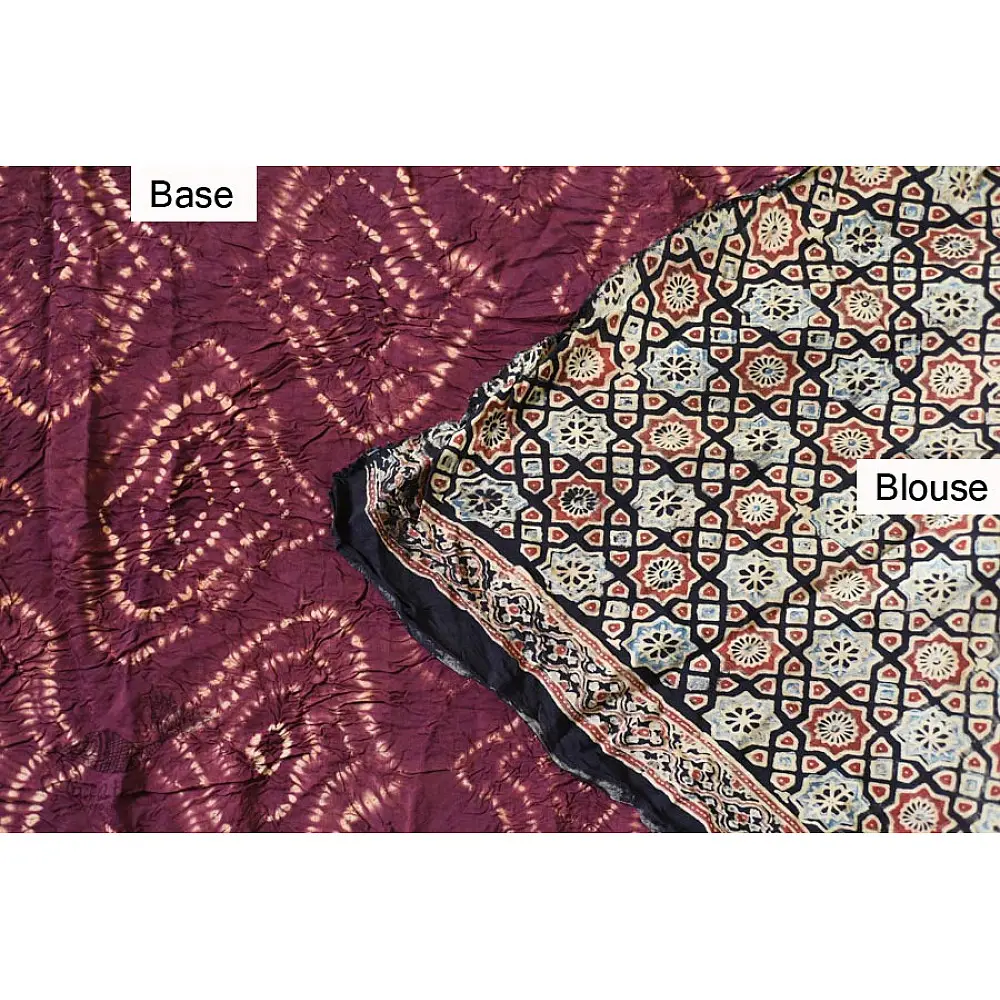 shop online Modal Silk Ajrakh Tie & Dye violet  Saree