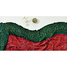Arundhati | Gajji Silk - Traditional Bandhani Dupatta in Red & Green Color