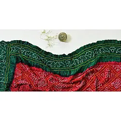 Arundhati | Gajji Silk - Traditional Bandhani Dupatta in Red & Green Color