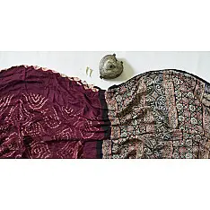 Arundhati | Modal Silk Ajrakh Tie & Dye Saree - Violet 