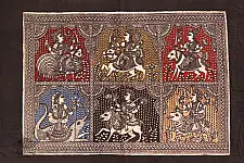 Sacred cloth of the Goddess - Six Devi ( 15" X 18" )
