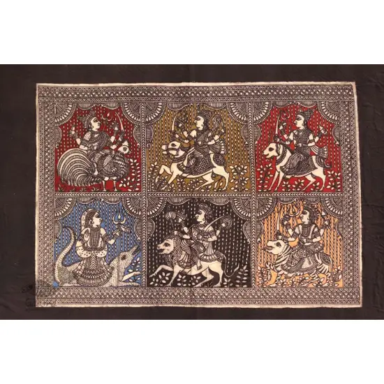 Sacred cloth of the Goddess - Six Devi ( 15 X 18 )