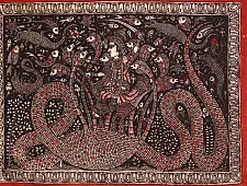 Sacred cloth of the Goddess - Krishna with Kalia ( 15" X 18" )