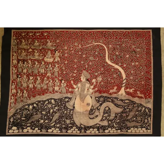 Sacred cloth of the Goddess - Matsya Avtar ( 38 X 29 )