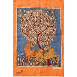 Sacred Cloth Of The Goddess ~ Matani Pachedi Painting - Deer Under The Tree Of Life