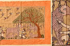Sacred Cloth Of The Goddess ~ Mata ni Pachedi - A Painting About Shepherd Cutting Wool
