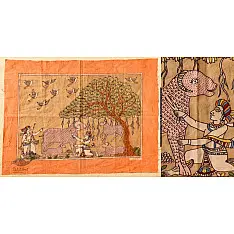 Sacred Cloth Of The Goddess ~ Mata ni Pachedi - A Painting About Shepherd Cutting Wool