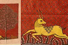 Sacred Cloth Of The Goddess ~ Mata ni Pachedi Painting - Tiger Hunting Deer