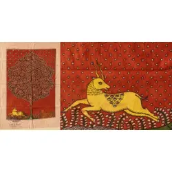 Sacred Cloth Of The Goddess ~ Matani Pachedi Painting - Tiger Hunting Deer