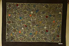 Sacred cloth of the Goddess | Hand Painted Mata ni Pachedi - Kachua - 42x31 inch