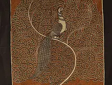 Sacred cloth of the Goddess | Mata ni Pachedi Hand Painted Painting ~ Tree & Peacock (31" x 22") 