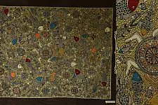 Sacred cloth of the Goddess | Hand Painted Mata ni Pachedi - Kachua - 42x31 inch