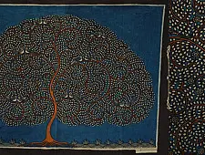 Sacred cloth of the Goddess | Maatani Pachedi Painting ~ Tree in blue Background (28" x 20") 
