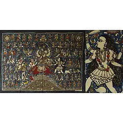 Sacred cloth of the Goddess | Mata ni Pachedi Hand Painted Painting - Durga (40" x 30")