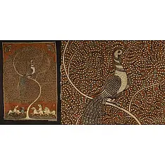 Sacred cloth of the Goddess | Mata ni Pachedi Hand Painted Painting ~ Tree & Peacock (31" x 22") 