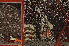 Sacred cloth of the Goddess | Old Village Tree in Mata Ni Pachedi Painting  (22" x 30")