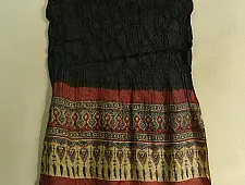 Ada . अदा | Ajrakh Bandhani Tussar Silk Stole - Black