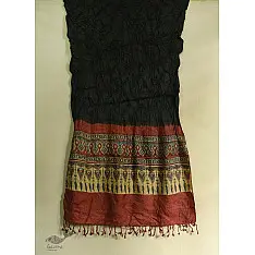 Ada . अदा | Ajrakh Bandhani Tussar Silk Stole - Black