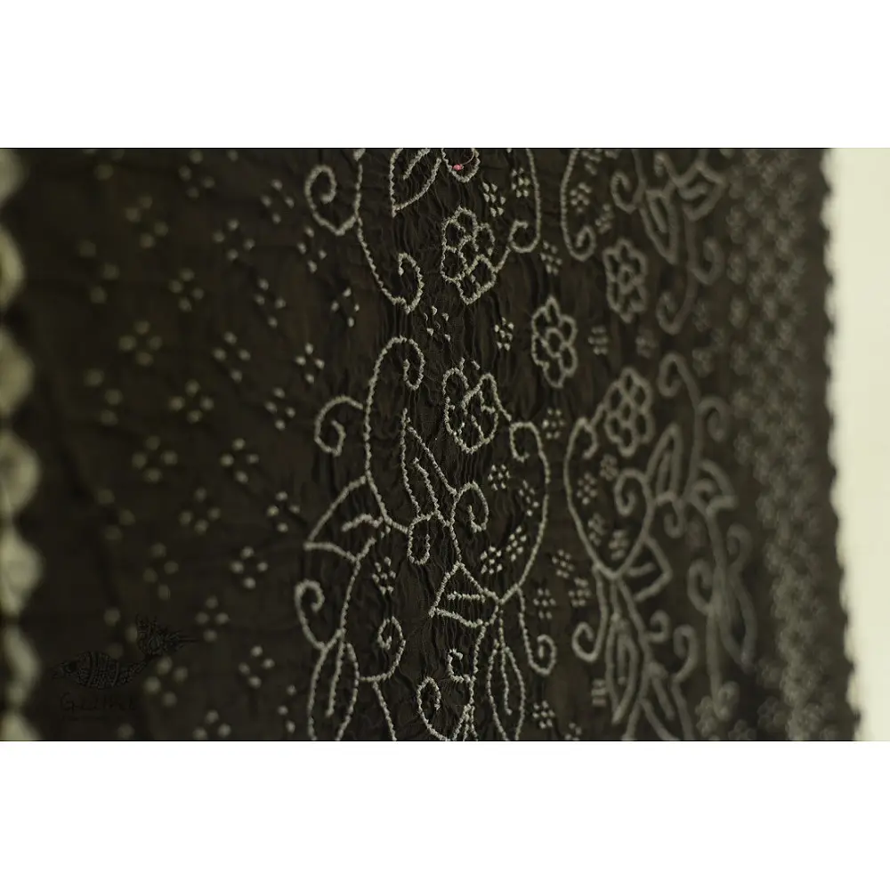 shop Natural Color - Mul Handloom Cotton - Bandhani Stole 