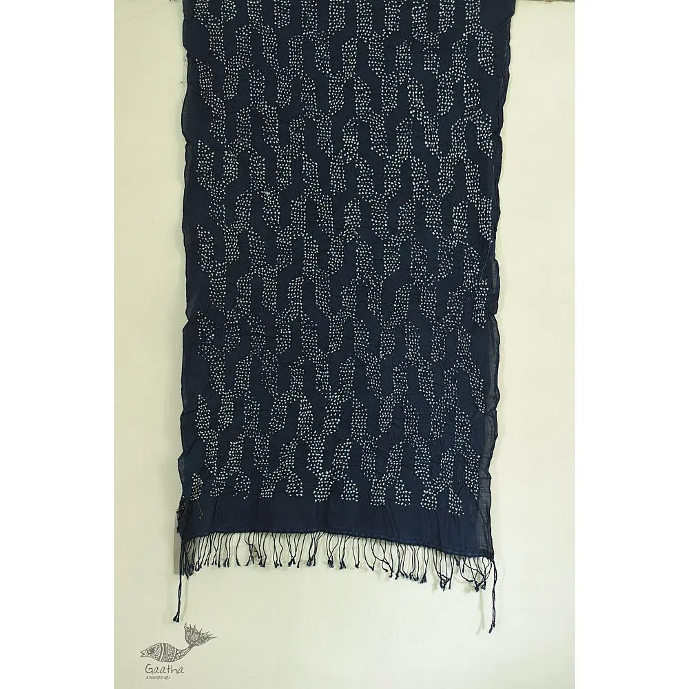 shop Natural Color - Mul Handloom Cotton - Bandhani Stole 