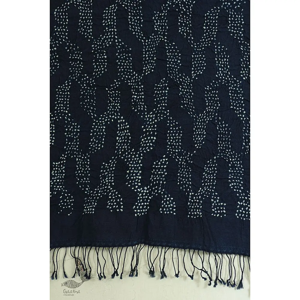 shop Natural Color - Mul Handloom Cotton - Bandhani Stole 