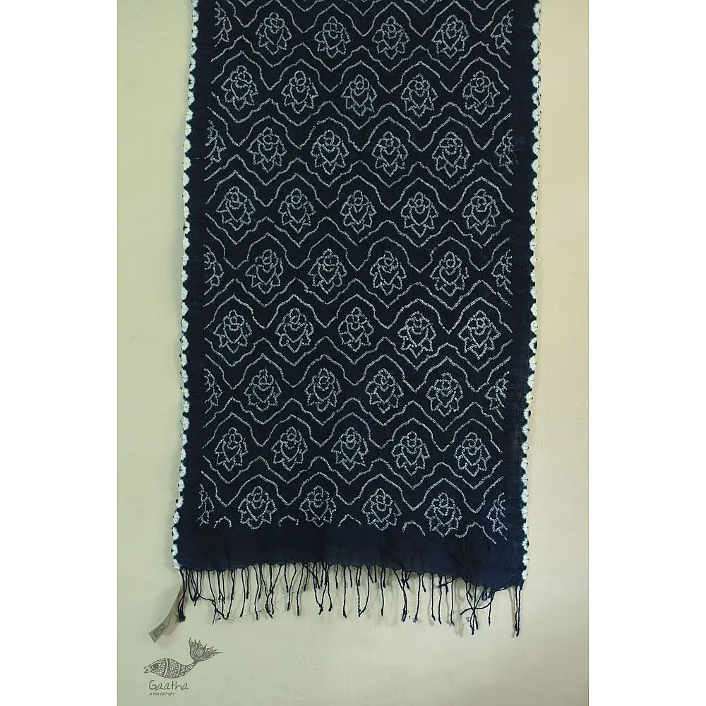 shop Natural Color bandhani -  Handloom Cotton Grey Stole 