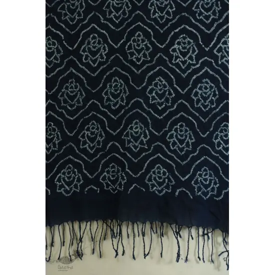 shop Natural Color bandhani -  Handloom Cotton Grey Stole 