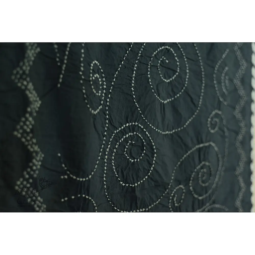 shop Natural Color bandhani -  Handloom Cotton Grey Stole 