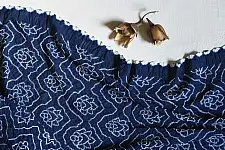 Lahza . लहज़ा | Natural Color Bandhani - Handloom Cotton Stole - Indigo
