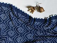Lahza . लहज़ा | Natural Color Bandhani - Handloom Cotton Stole - Indigo