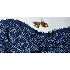 Lahza . लहज़ा | Natural Color Bandhani - Handloom Cotton Stole - Indigo