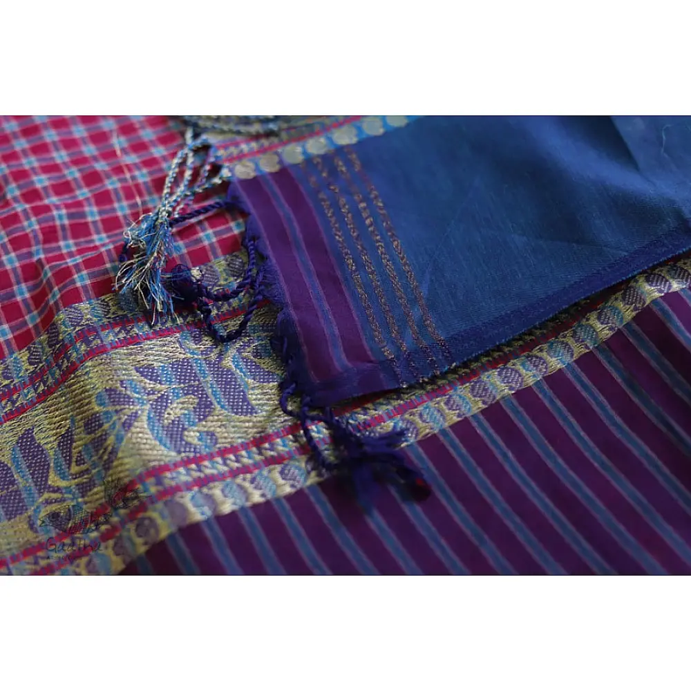 Iris ❢ Handloom  ❢ Cotton Checks Saree ❢ 16