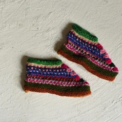 Igloo ~ Hand Knitted - Woolen Socks With Hair Band - Multi Color