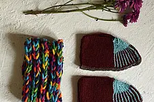 Igloo ~ Hand Knitted - Woolen Socks With Hair Band - Brown
