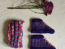 Igloo ~ Hand Knitted - Woolen Socks With Hair Band - Purple