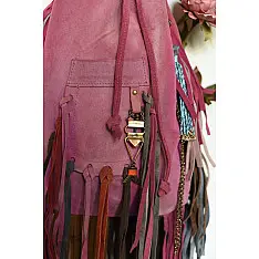 The Blue Lotus | Leather Boho Hand Bag - Pink